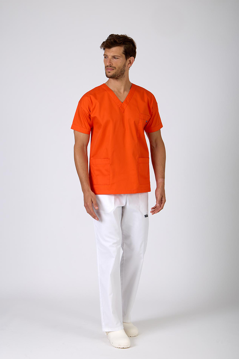 Casacca unisex collo V arancio misto cot./pol. - immagine 5