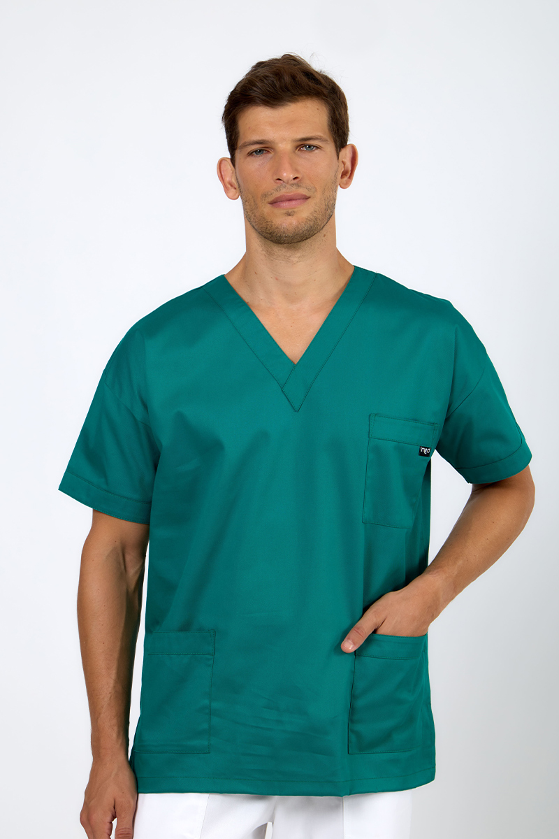 Casacca unisex collo V verde chirurgico - immagine 2