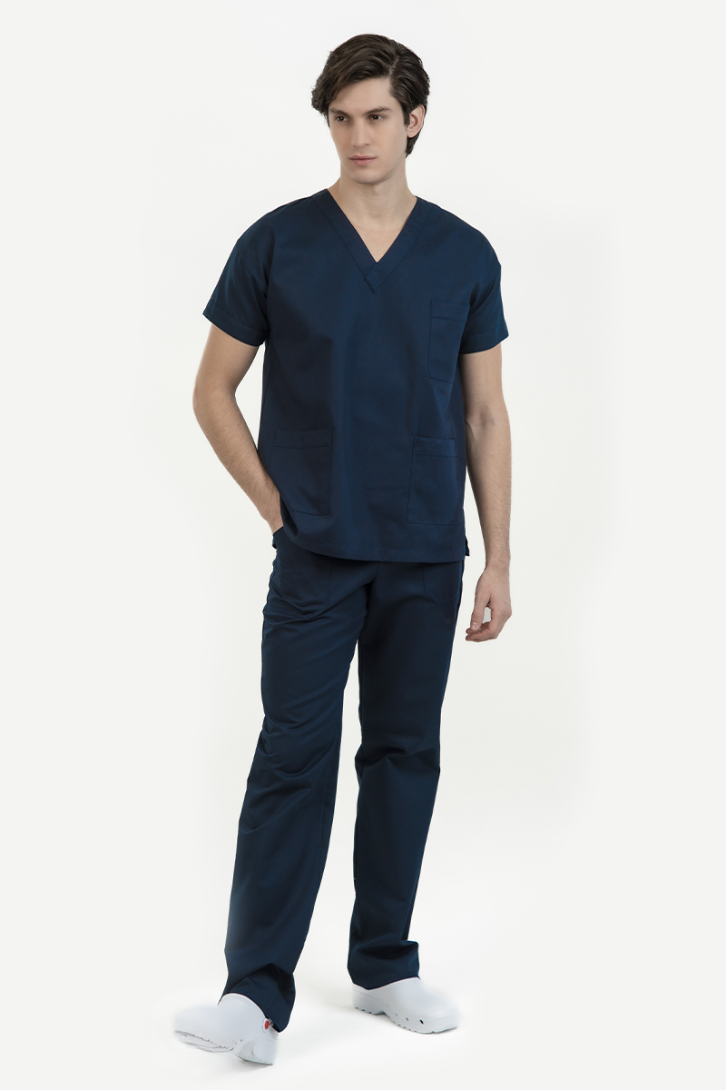 Casacca unisex collo V blu - immagine 3