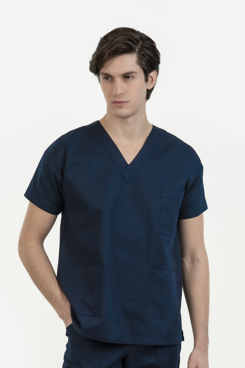 Casacca unisex collo V blu - immagine 2