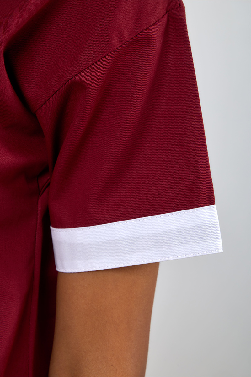 Casacca unisex collo coreana bordeaux bordi bianchi - immagine 4