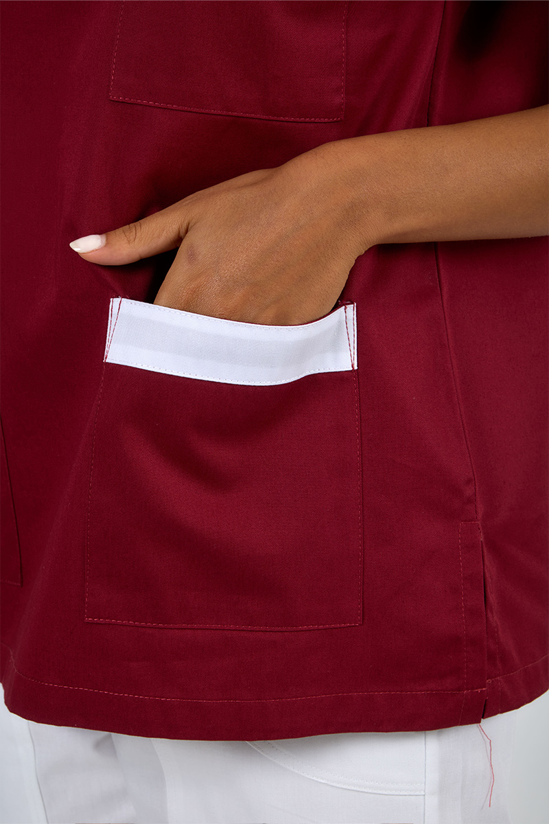 Casacca unisex collo coreana bordeaux bordi bianchi - immagine 5