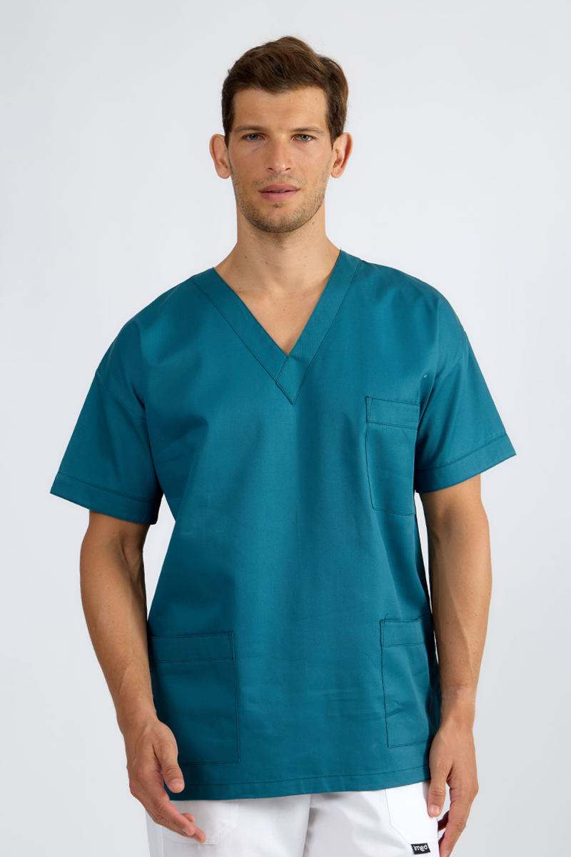 Casacca unisex collo V petrolio - immagine 2