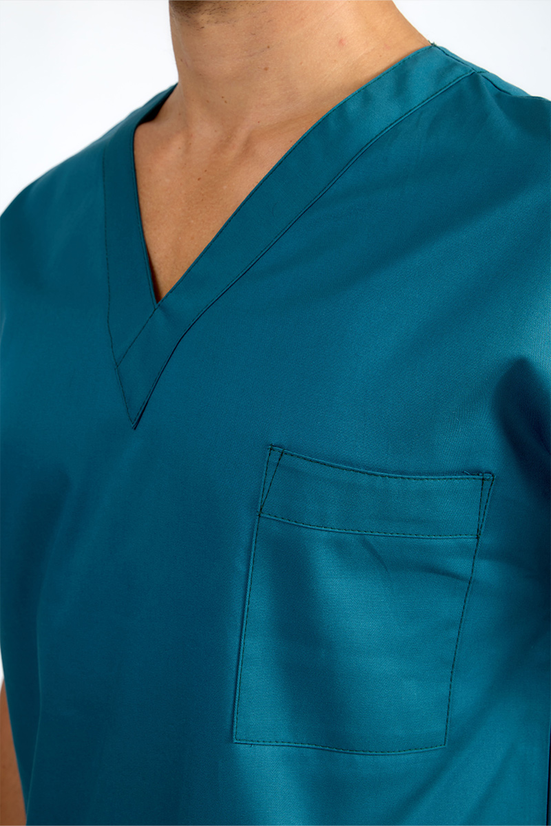 Casacca unisex collo V petrolio - immagine 5