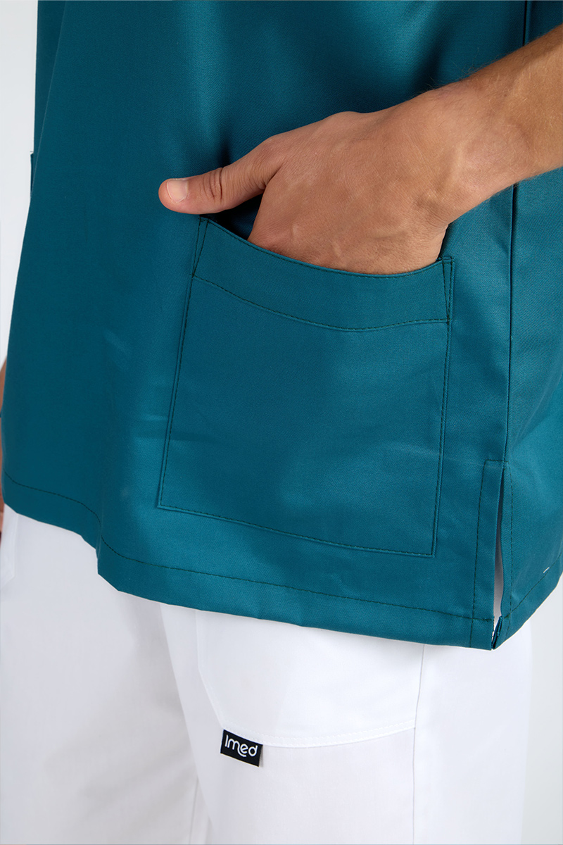 Casacca unisex collo V petrolio - immagine 4