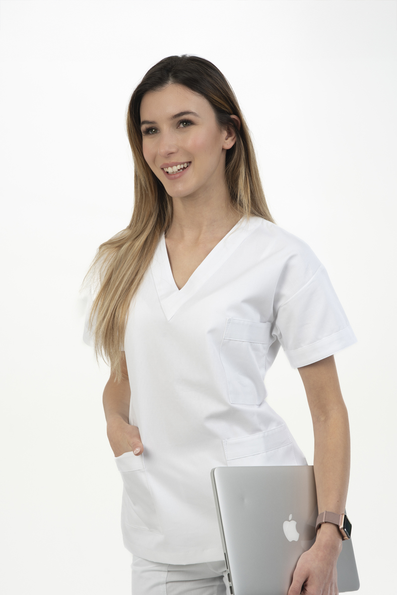 Casacca donna collo V bianca - immagine 2