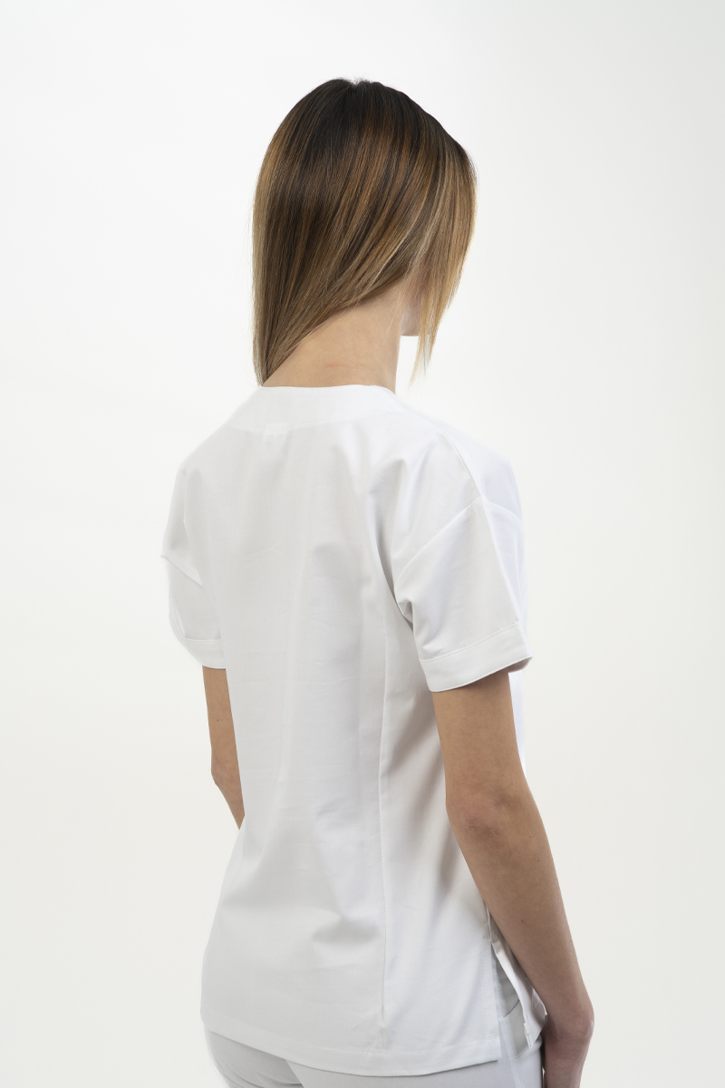 Casacca donna collo V bianca - immagine 4