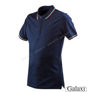 Polo manica corta blu tricolore
