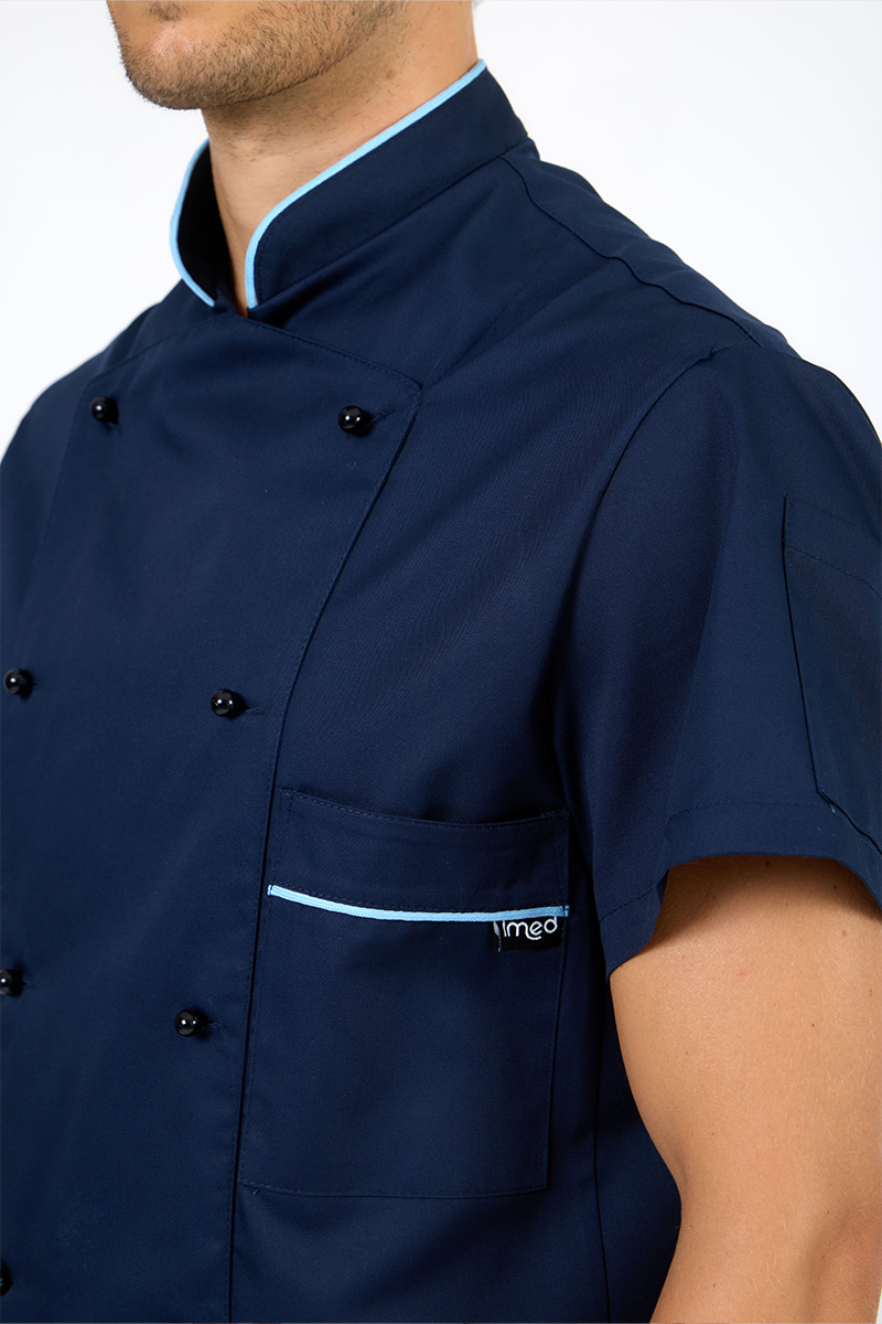 Giacca chef unisex blu profili azzurri misto cot./pol. - immagine 4