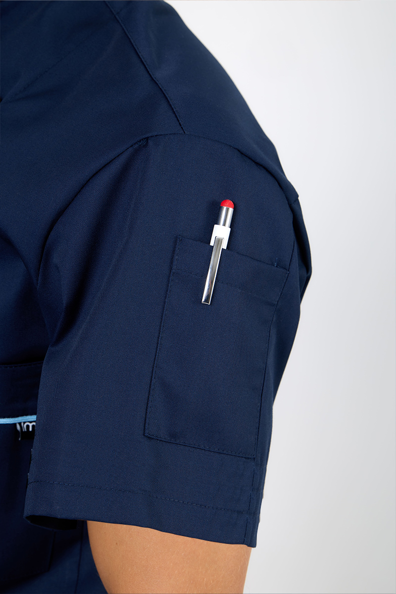 Giacca chef unisex blu profili azzurri misto cot./pol. - immagine 5