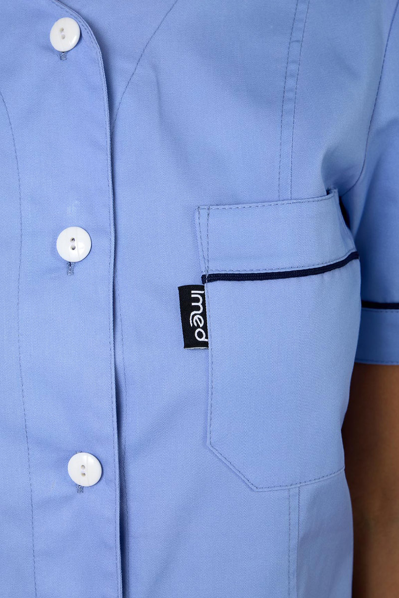 Giacca donna collo V piccolo azzurro chiaro con profili blu scuro - immagine 5