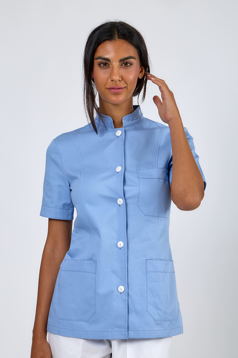 Giacca donna collo coreana azzurro chiaro - immagine 2