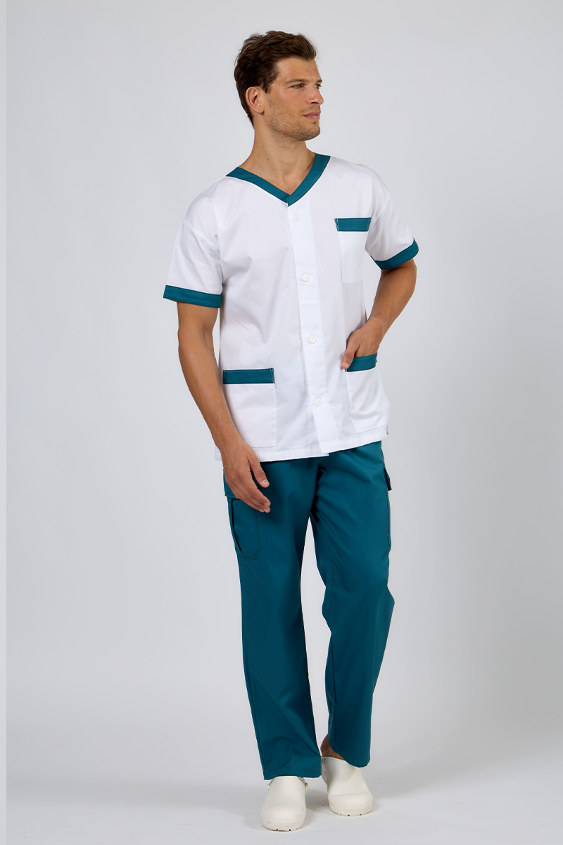 Giacca unisex collo V marinaio bordi petrolio - immagine 3