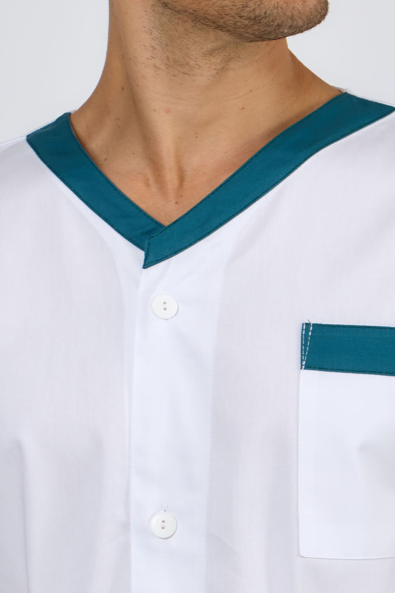 Giacca unisex collo V marinaio bordi petrolio - immagine 4