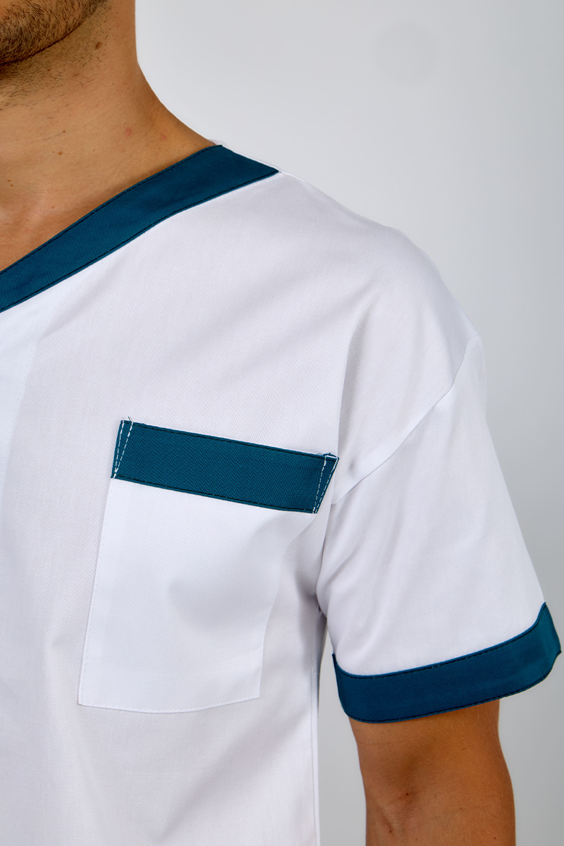 Giacca unisex collo V marinaio bordi petrolio - immagine 5