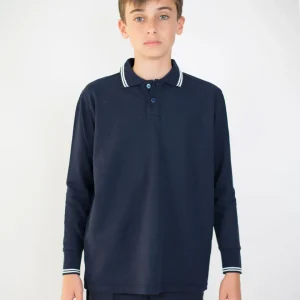 Polo Manica Lunga Bambino [Thunder] in Cotone Piquè - Made in Italy